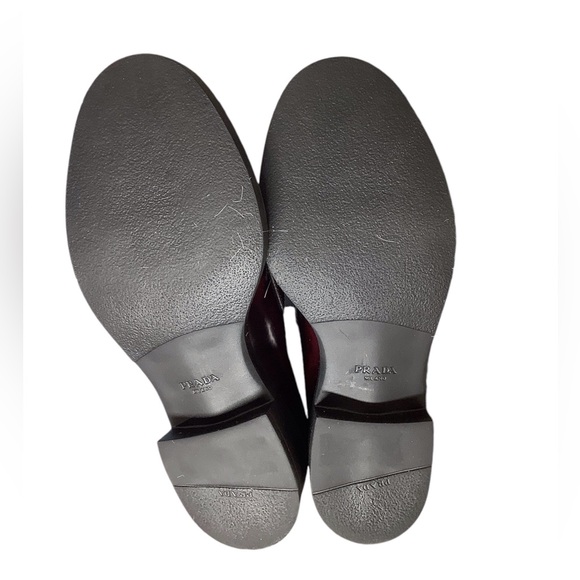 Prada Logo Plaque Slip-On Cordova Chocolate Brushed Leather Loafers (Ultralux) - Picture 5 of 10